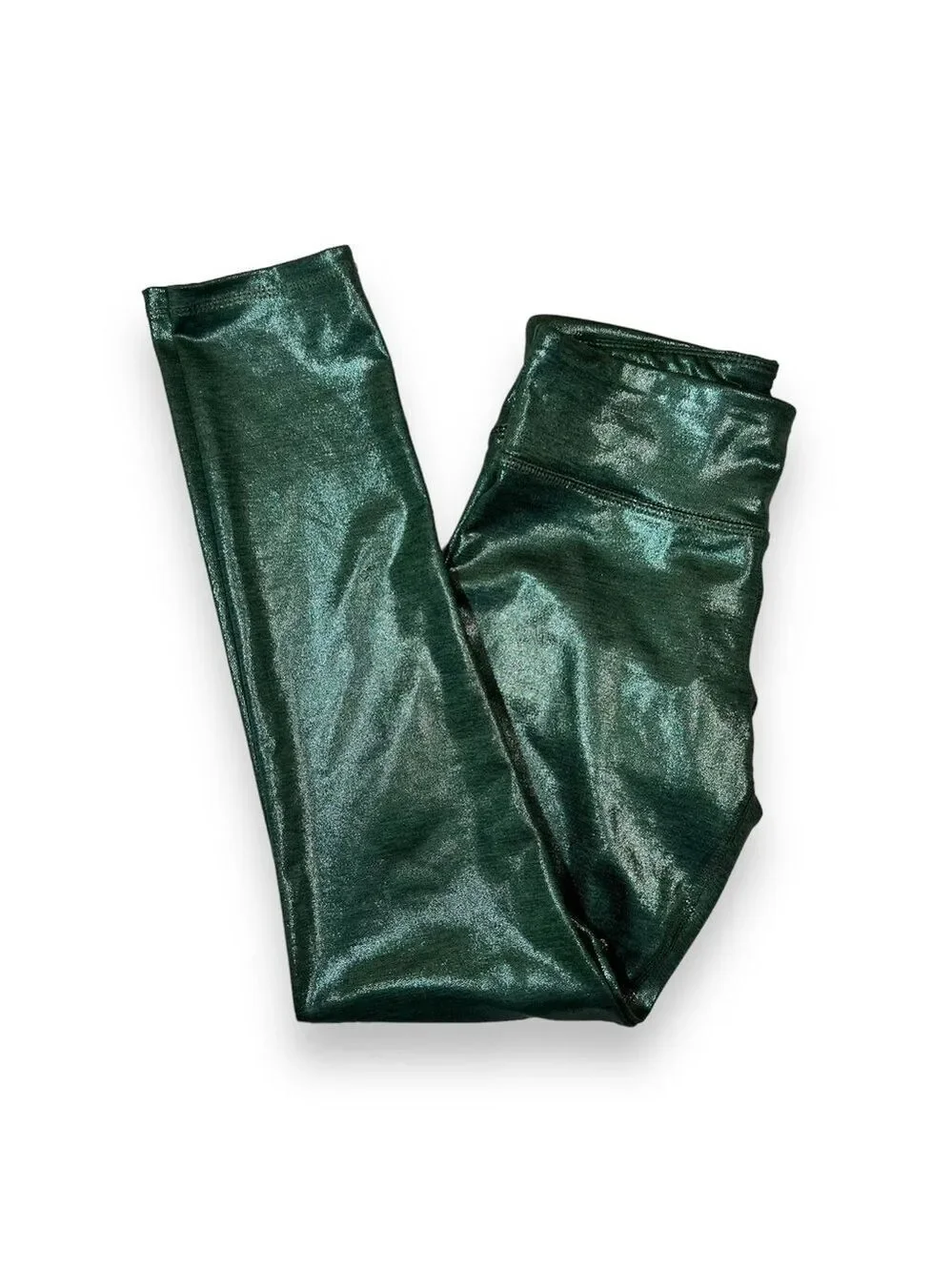 Old Navy Active Go-Dry Girls Green Shimmer Leggings Size 10/12